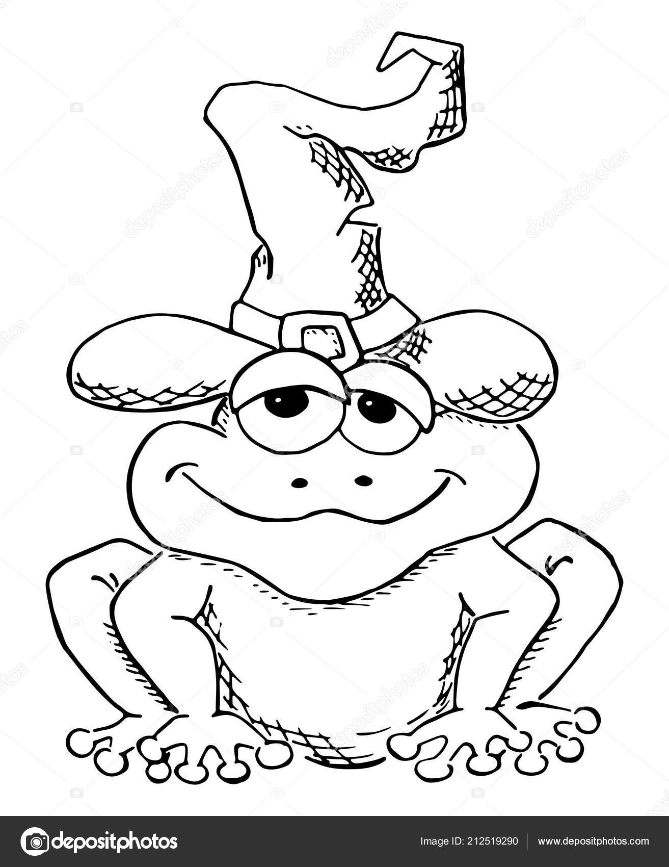 Vector illustration cartoon toad witch hat isolated white stock vector by antimartina