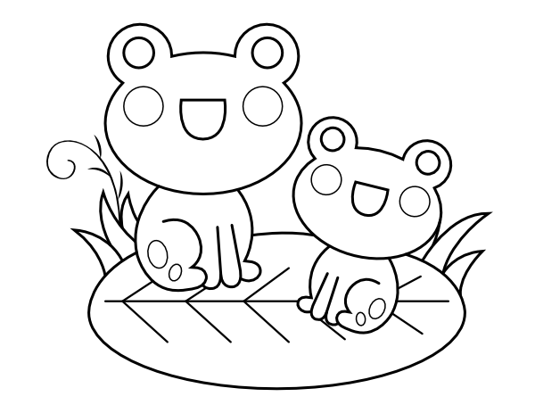 Printable frogs and lily pad coloring page
