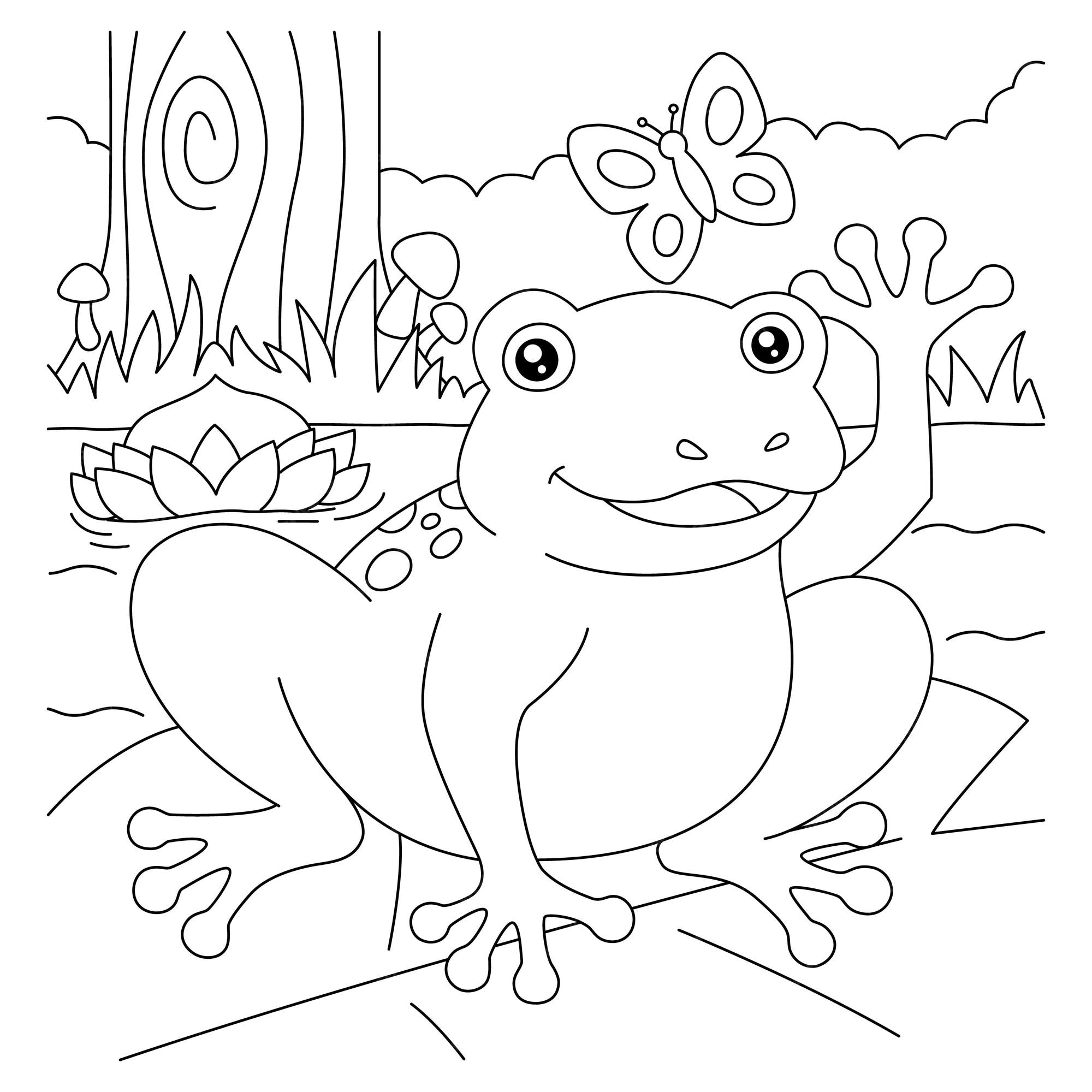 Premium vector frog coloring page for kids