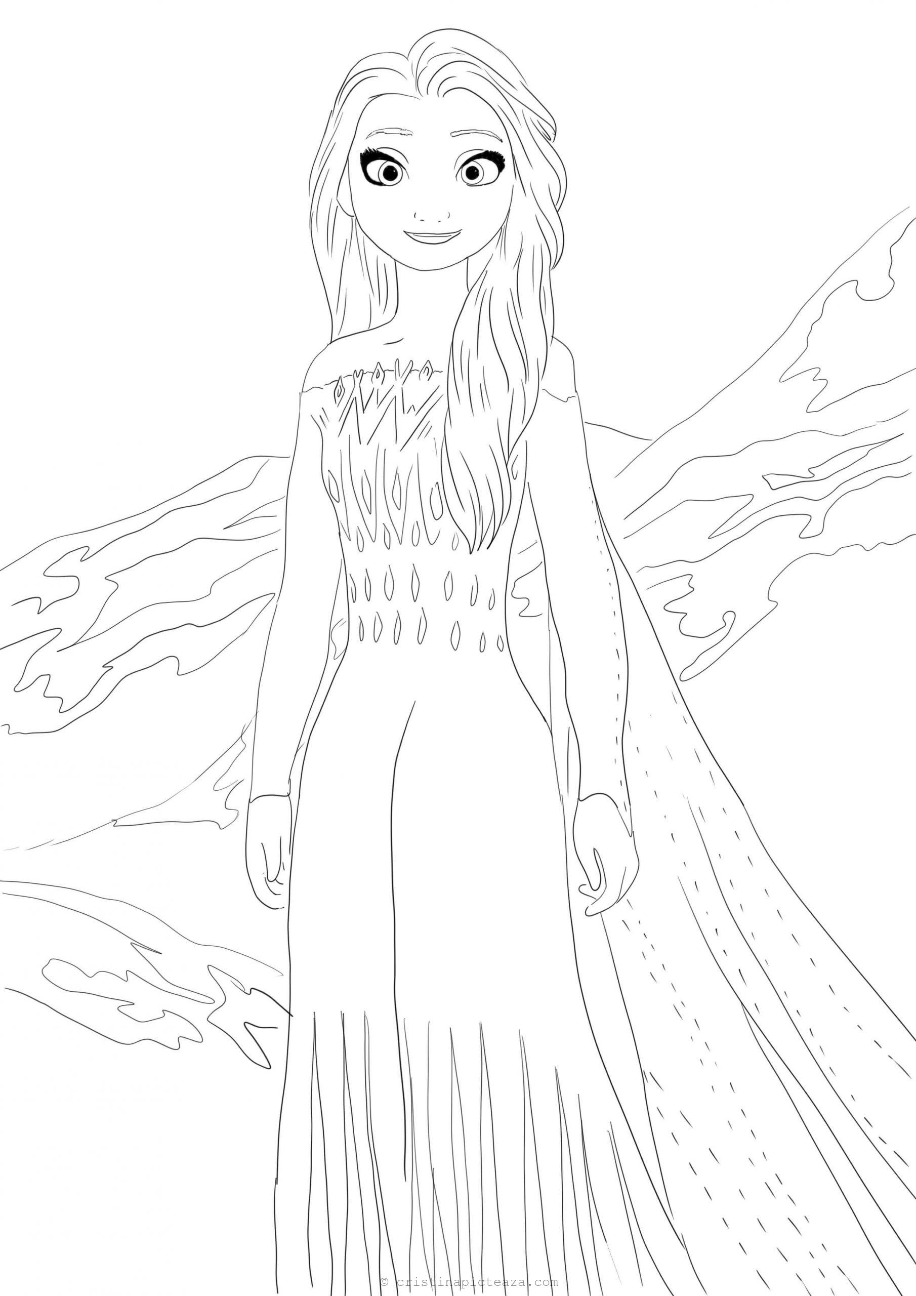 Coloring pages with elsa in white dress