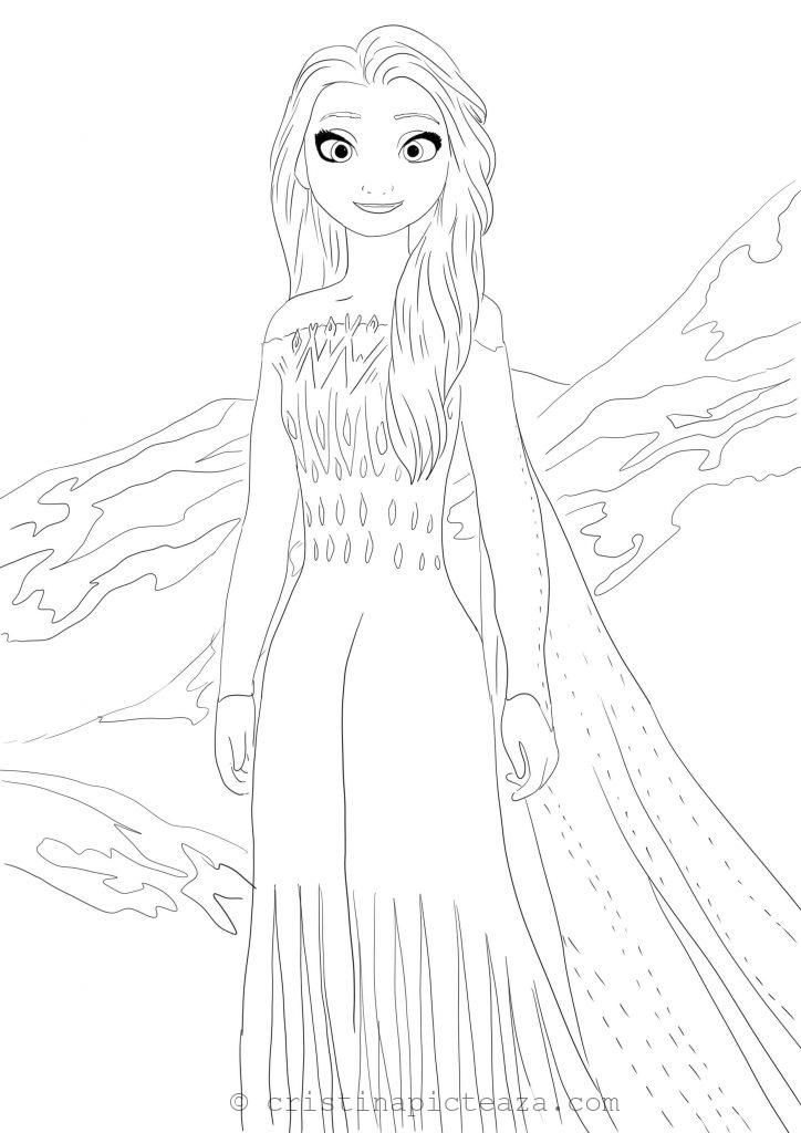 Loring pages with elsa in white dress