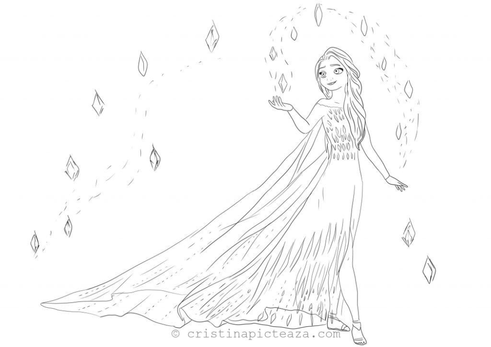 Loring pages with elsa in white dress