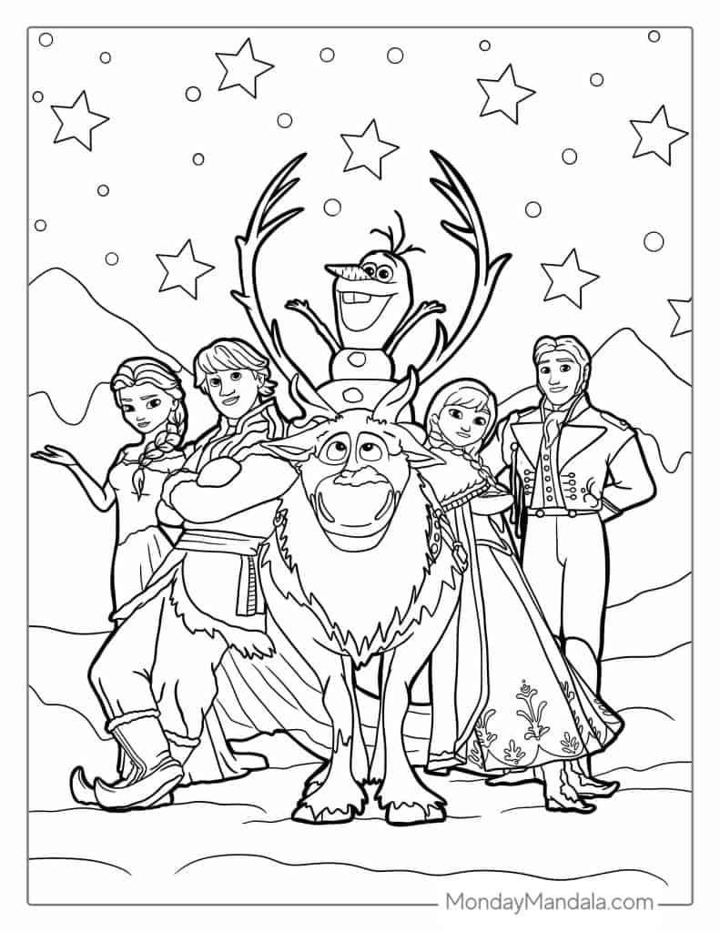 Frozen coloring pages free pdf printables