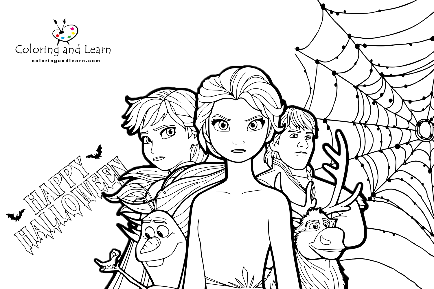 Frozen halloween coloring page