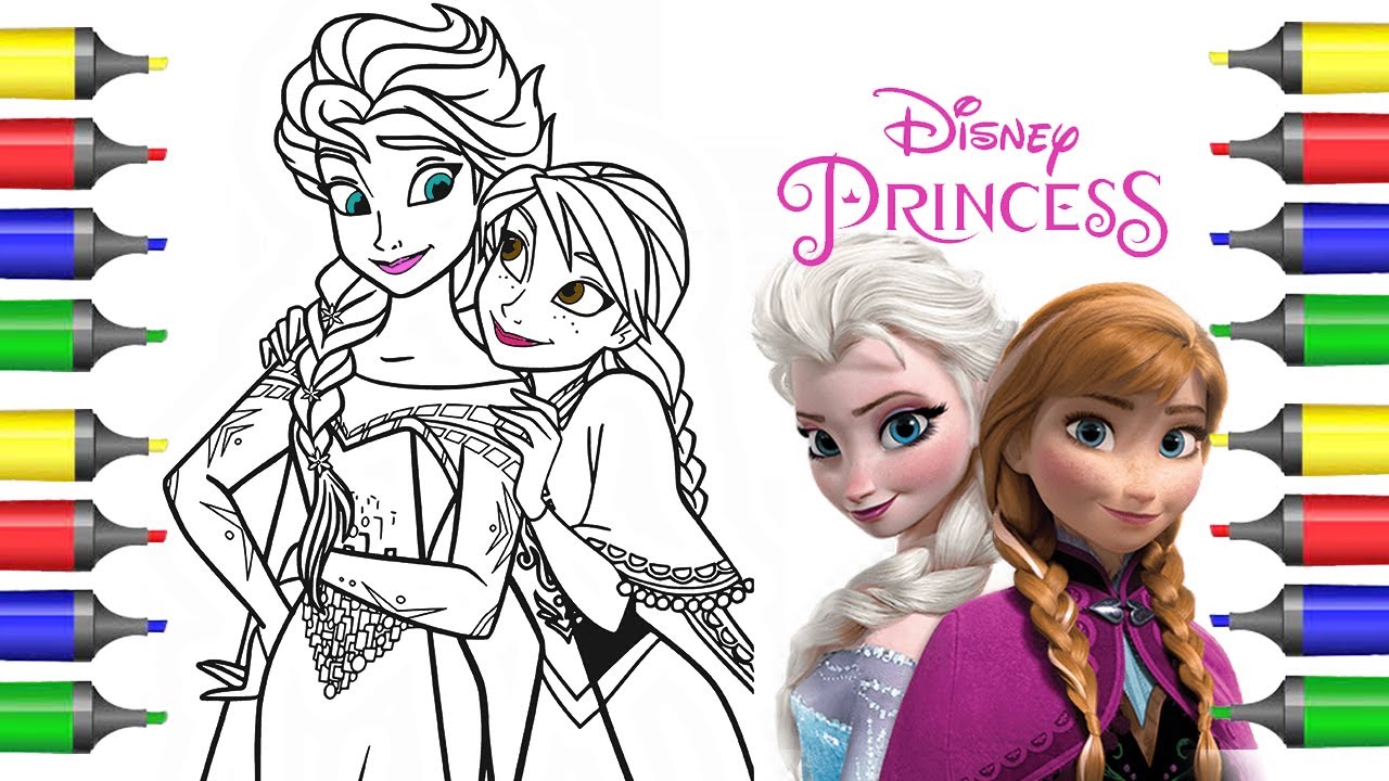 Disney princess coloring book pages elsa and anna from frozen music ncs