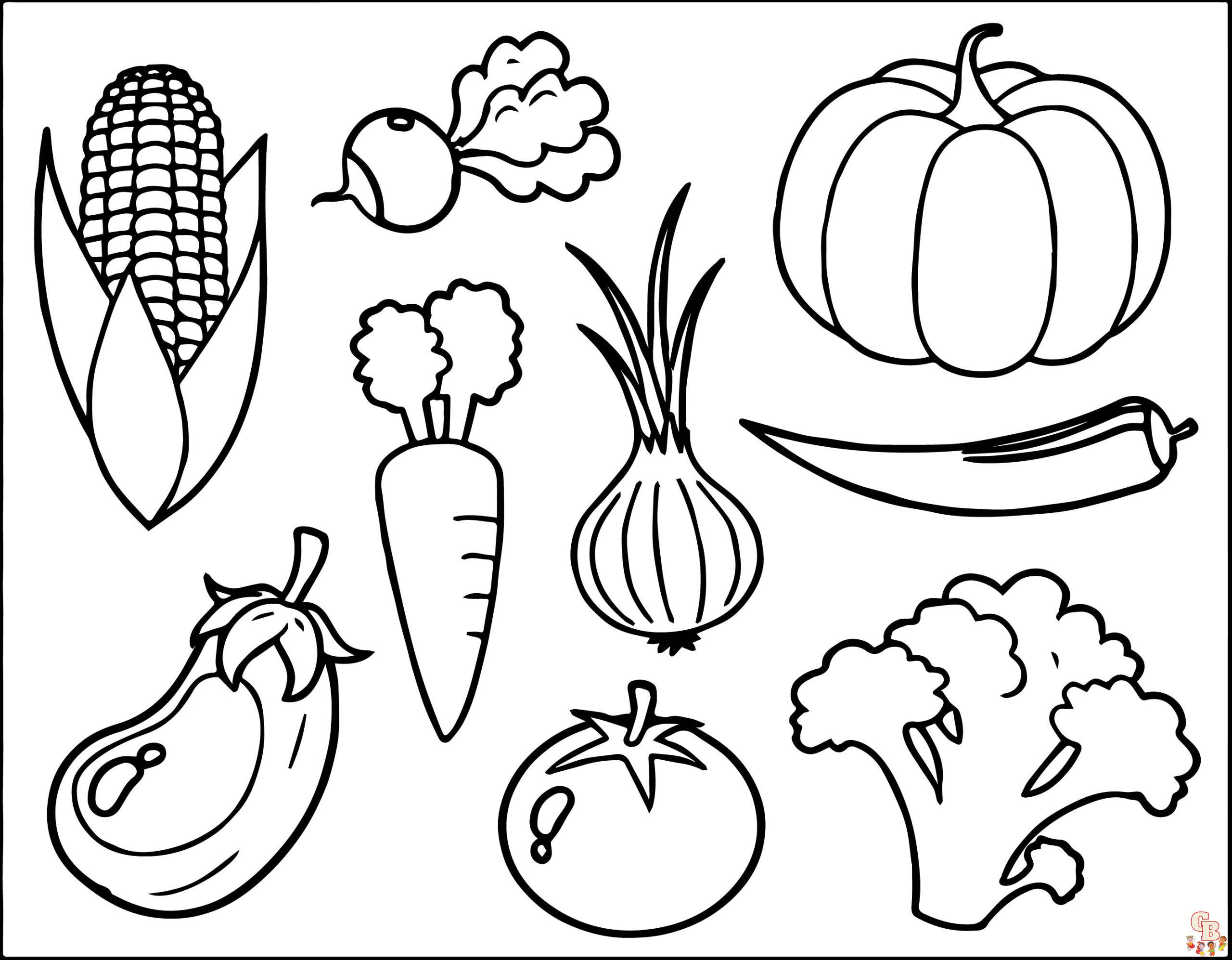 Vegetable coloring pages for kids
