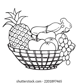 Fruit basket coloring page stock photos