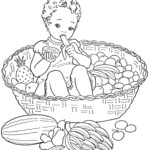 Fruit basket coloring pages printable for free download