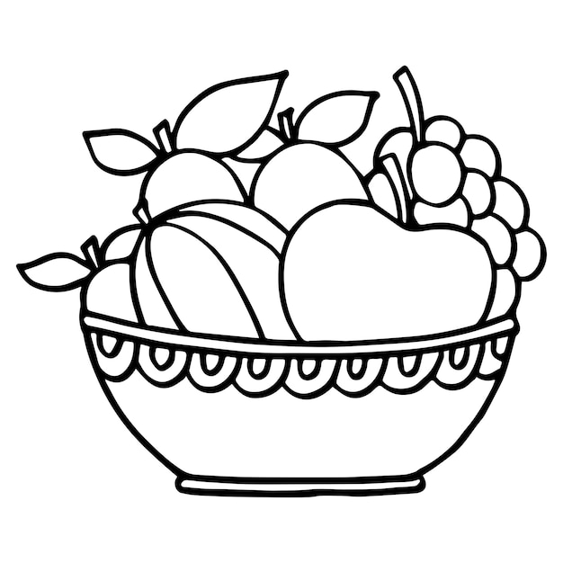Premium vector fruit basket coloring page for kids vector illustration eps and image