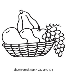 Fruit basket coloring page stock photos