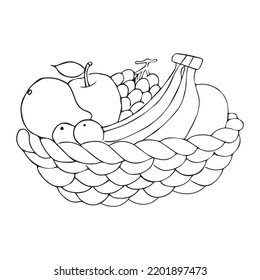 Fruit basket coloring page stock photos