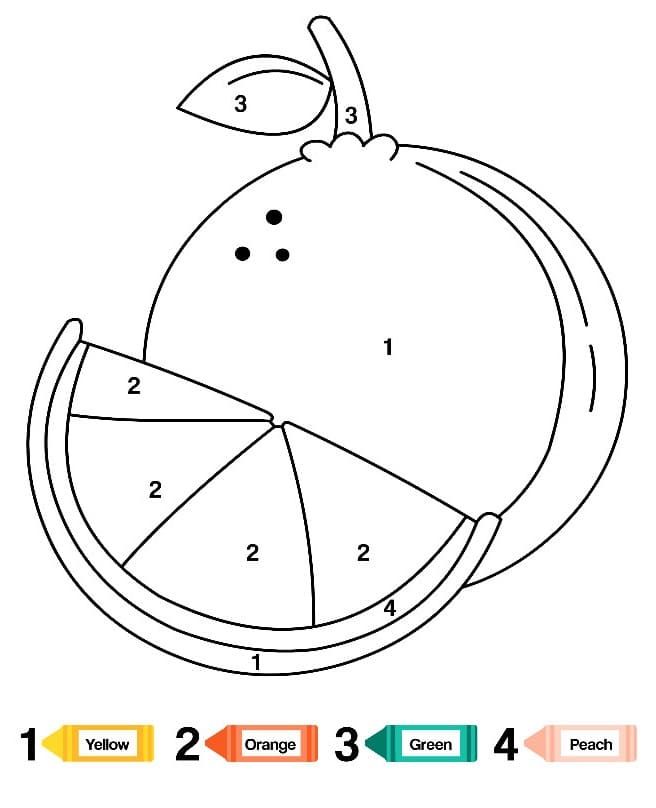 Orange color by number coloring page preschool activities printable free printable coloring pages printable coloring pages