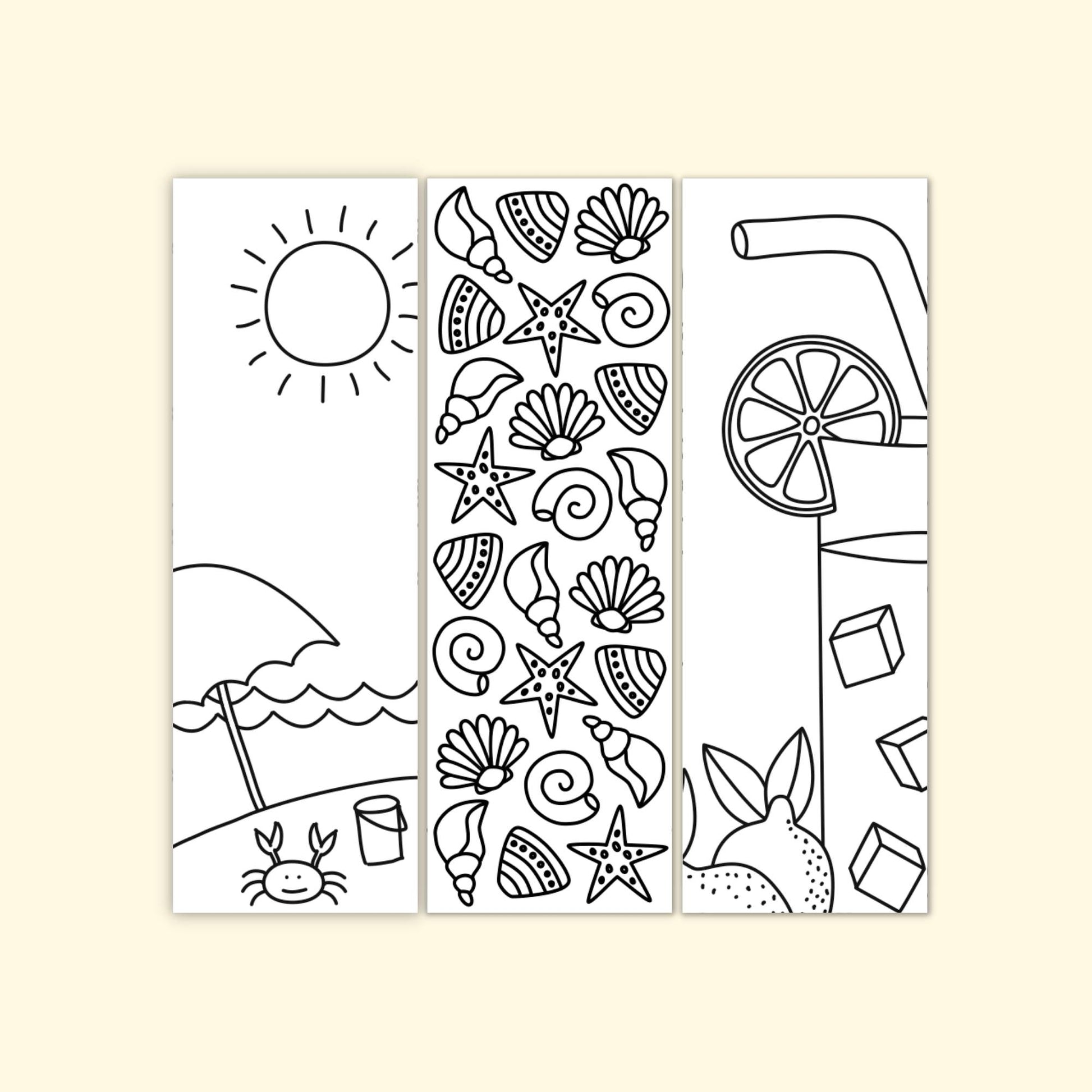 Summer colouring bookmarks set of â printables by the craft