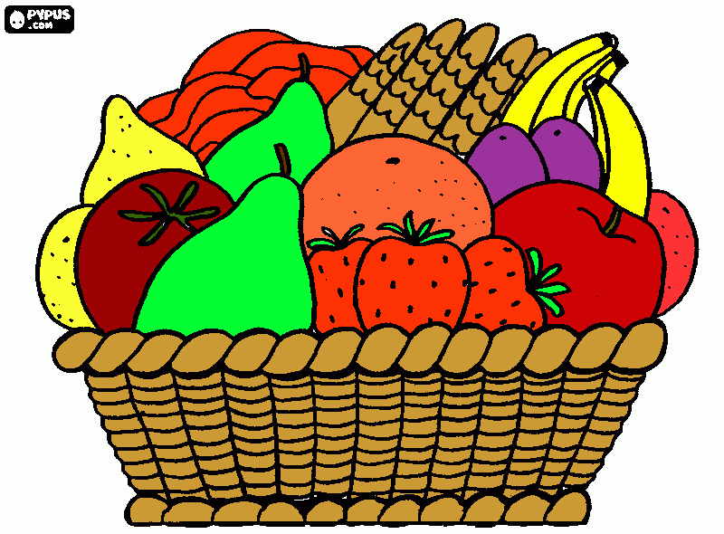 Fruit basket coloring page printable fruit basket coloring pages fruit fruit basket