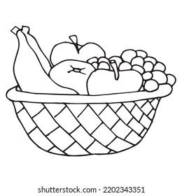 Fruit basket coloring page stock photos
