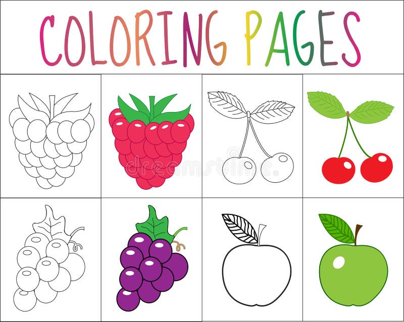 Coloring fruits kids stock illustrations â coloring fruits kids stock illustrations vectors clipart