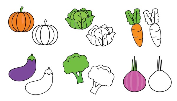 Coloring pages fruit and vegetables mãs de vectores de stock y arte vectorial con licencia libres de regalãas