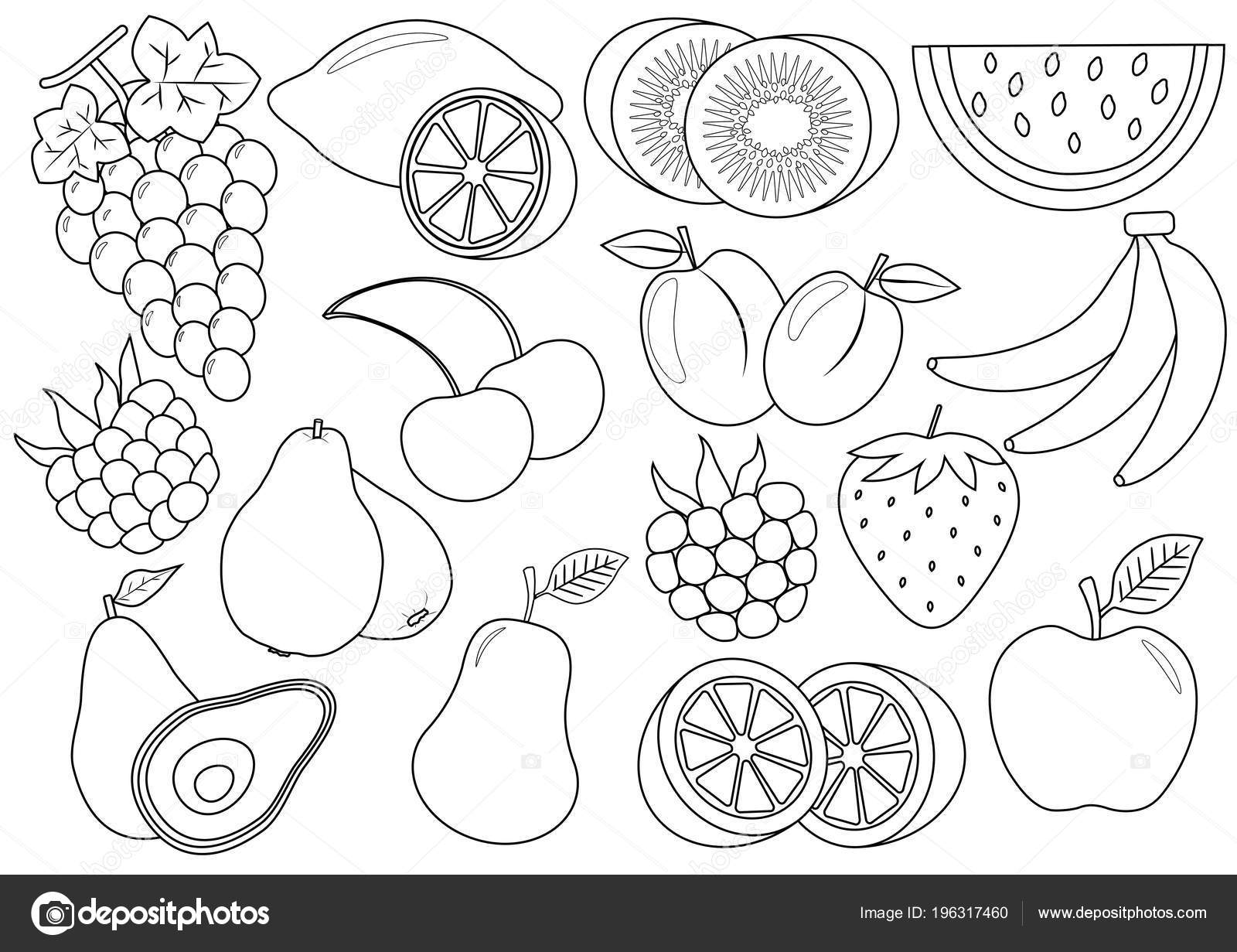 Libro para colorear caricatura frutas bayas iconos ilustraciãn vectorial vector de stock por irusetkayandexru