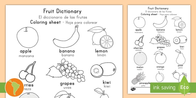 Diccionario de frutas para colorear usa