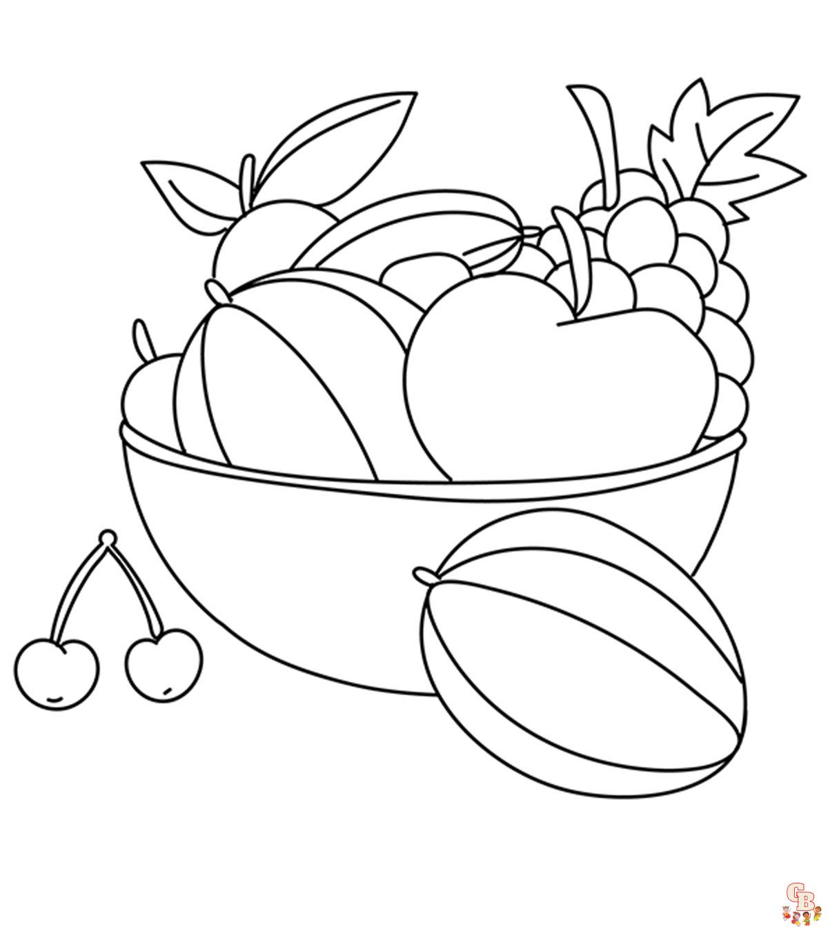 Cesta de frutas para colorear