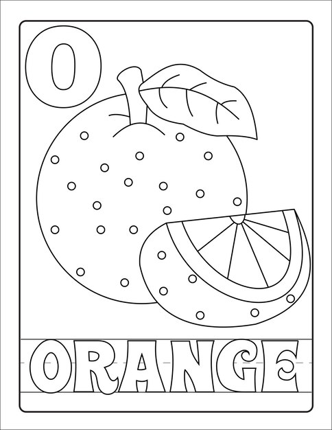 Diseãos alfabãticos de frutas con nombre para colorear vector de pãginas vector premium