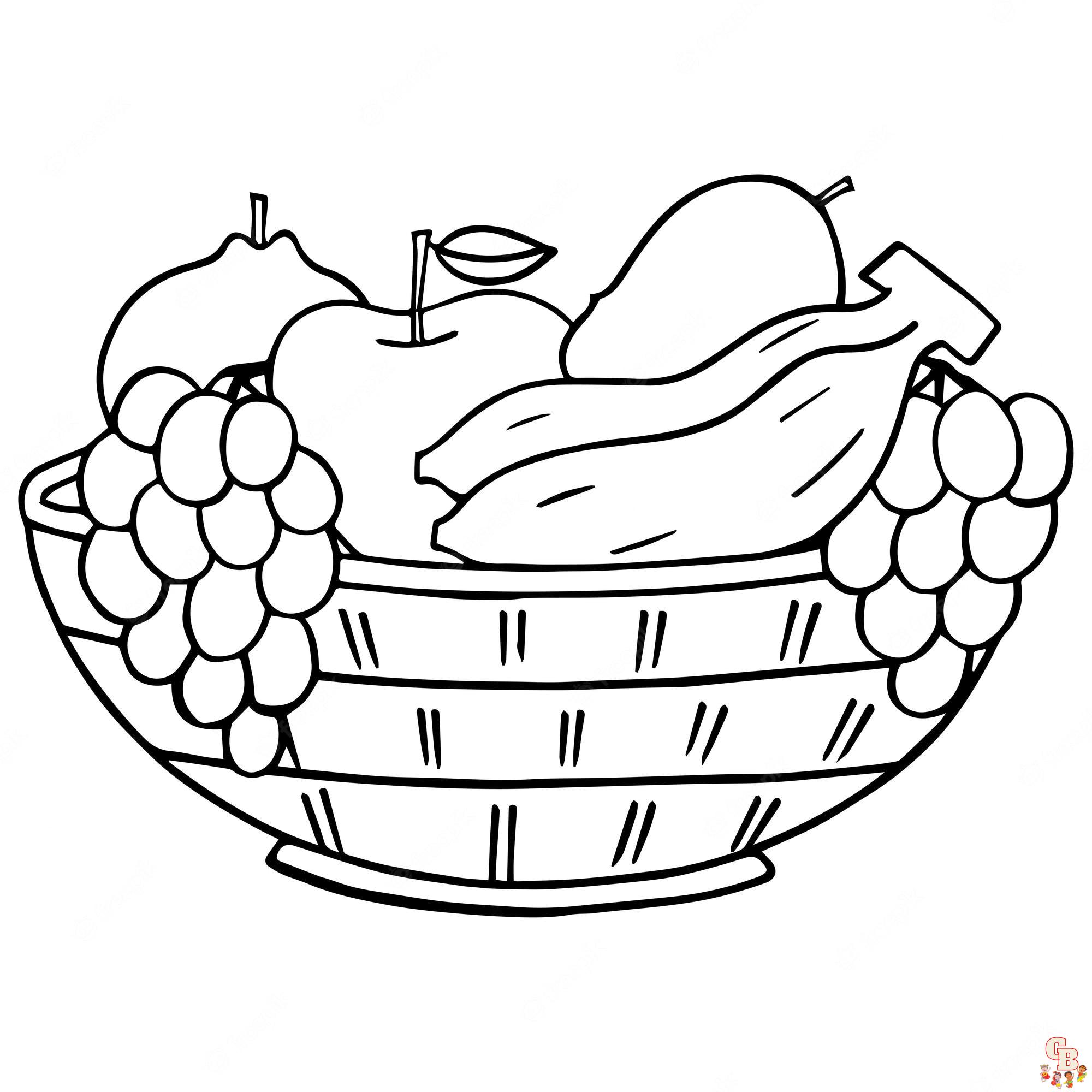 Cesta de frutas para colorear