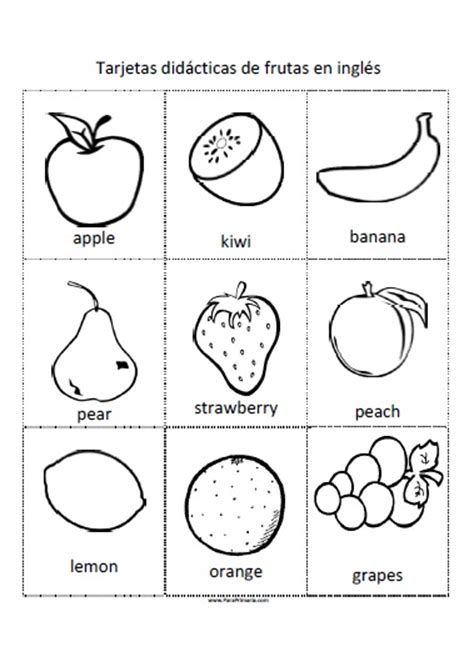 Frutas y verduras para colorear en ingl verduras en ingl tarjeta didãctica tarjeta en ingl