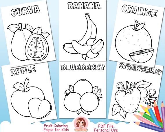 Dibujos de frutas para colorear para niãos frutas tropicales hojas de actividades para niãos dibujos para colorear imprimibles