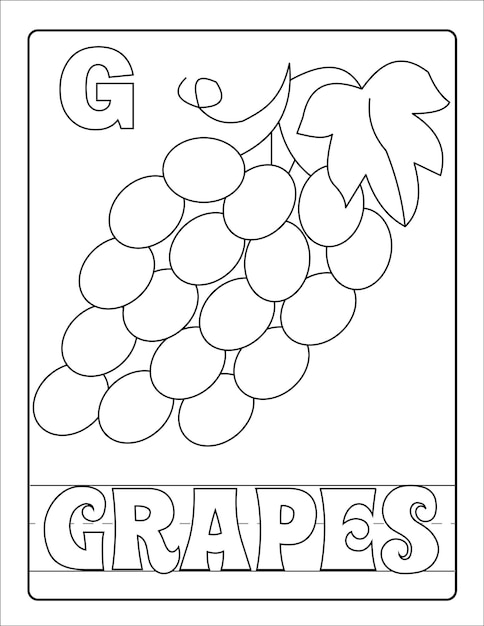 Dibujos alfabãticos de frutas para colorear con nombre de frutas vector premium