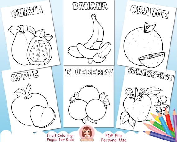 Dibujos de frutas para colorear para niãos frutas tropicales hojas de actividades para niãos dibujos para colorear imprimibles