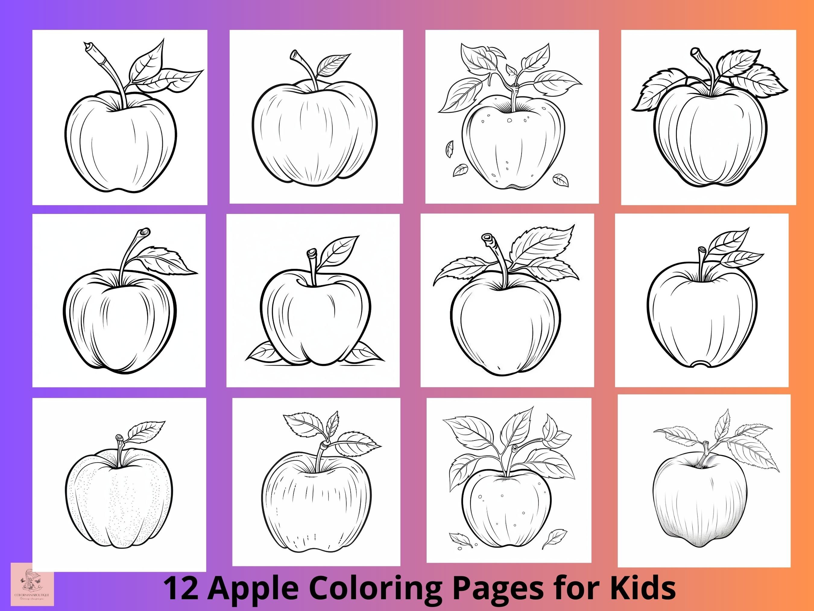 Libro para colorear de manzanas pãginas imprimibles para colorear de frutas para niãos hojas de actividades alimentarias para niãos hoja de actividades para niãos en edad preescolar