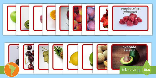 Fichas de frutas para imprimir usa teacher