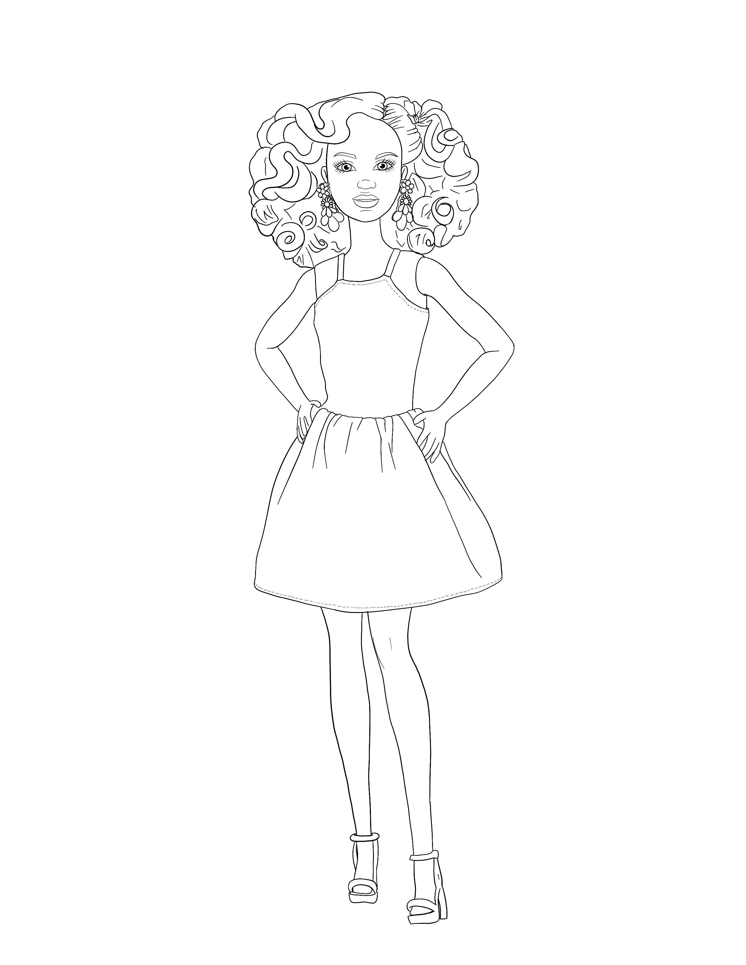 Coloring page for kids another barbie from the body positive dolls rworkingmoms
