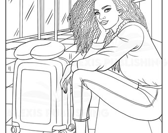 Adult coloring pages instant download beautiful black women printable pages