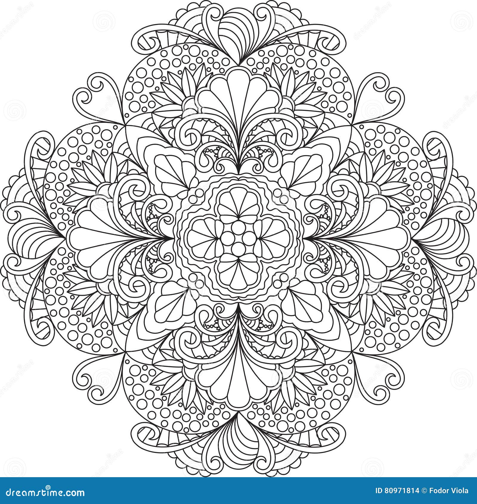 Zentangle adult coloring page mandala with flowers stock vector