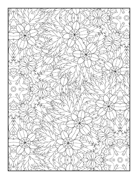 Premium vector flower coloring page flower mandala coloring page