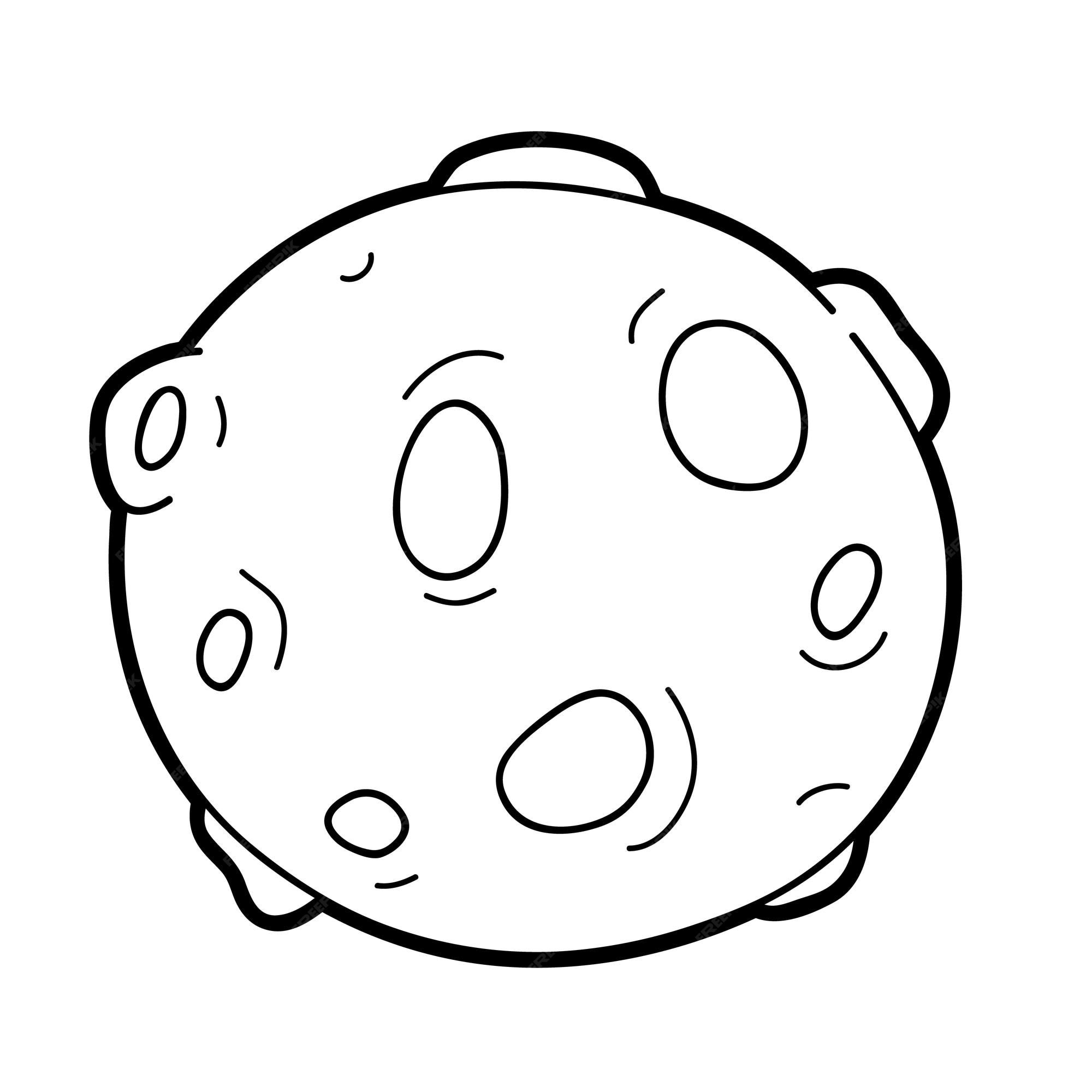 Premium vector illustration of coloring page with cartoon full moon