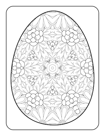 Premium vector easter egg coloring page happy easter day coloring book page coloring page for kids and adults