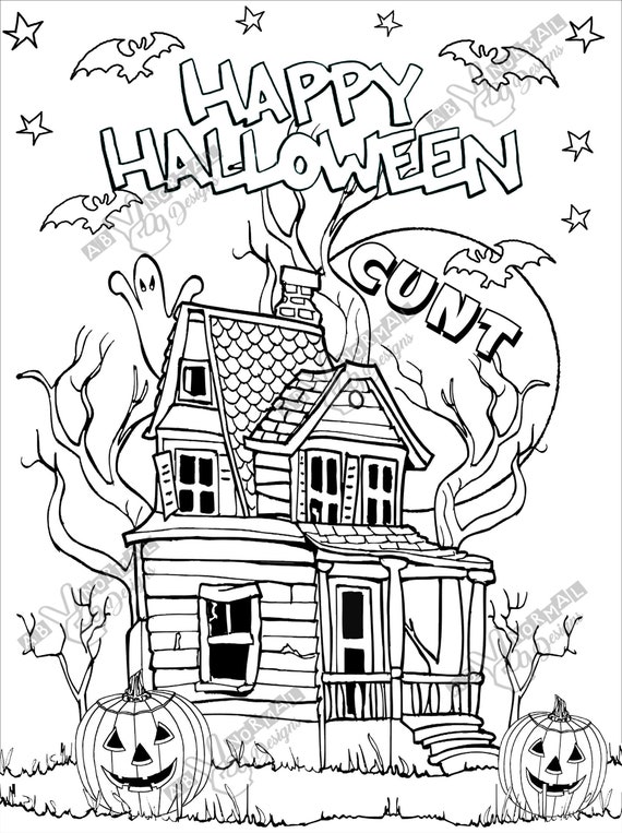 Funny halloween coloring page