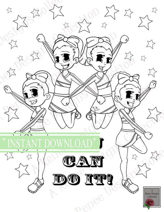 Cheerleader coloring page cheer squad sheet team girl drawing positive artwork summer activities for children fun design for kids