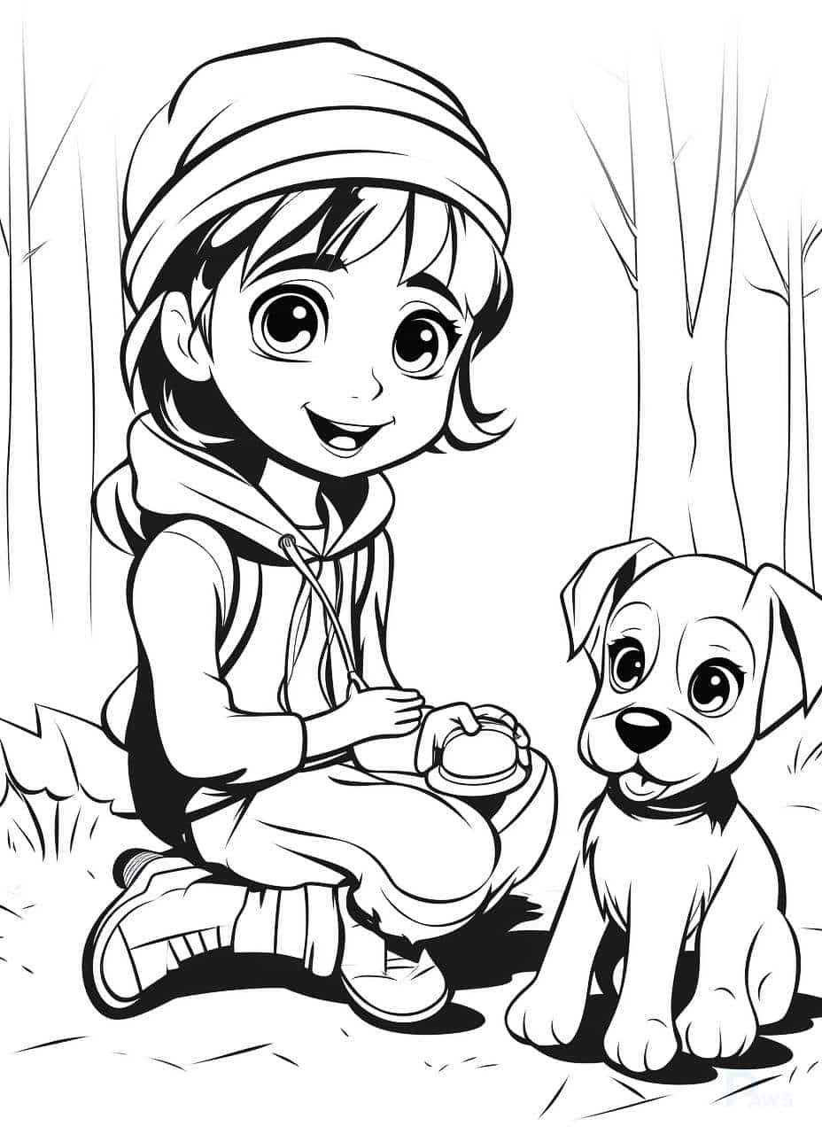 Dog themed printable coloring pages for kids