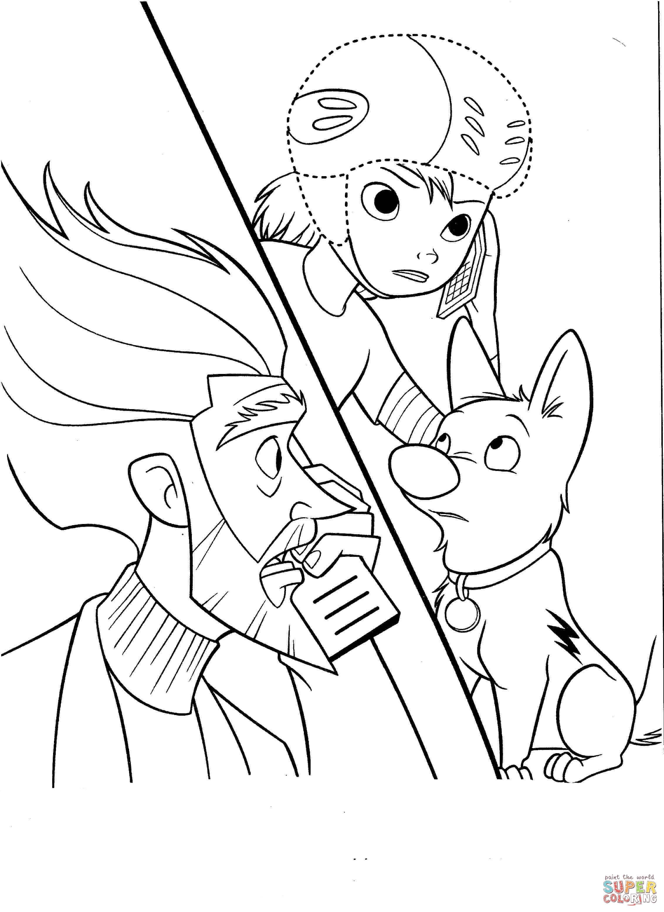 Penny and bolt are watching coloring page free printable coloring pages