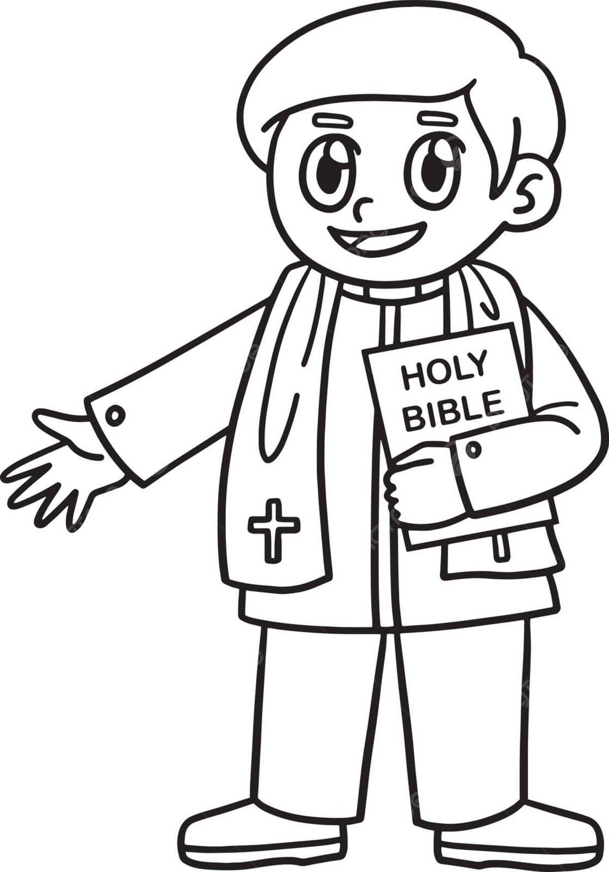 Christian priest isolated coloring page for kids prayer priest outline vector ring drawing kid drawing christian drawing png and vector with transparent background for free download