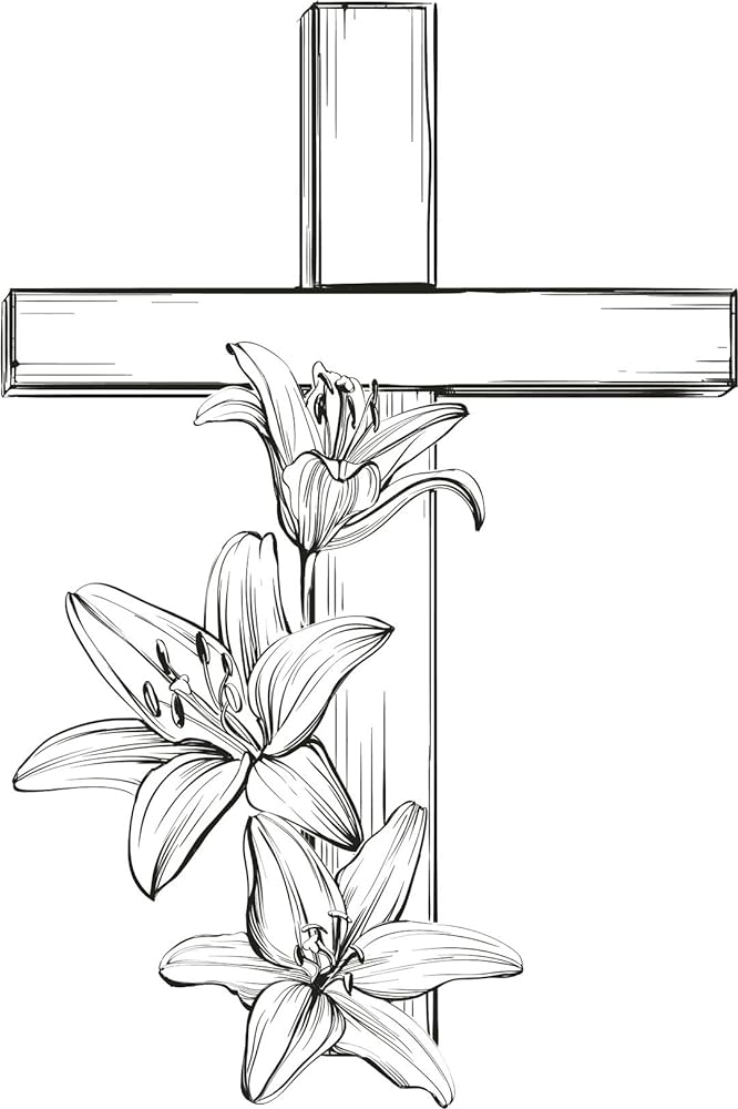 Funeral rip cruz con lily flores dibujos animados pen sketch vinilo calanãa automotriz