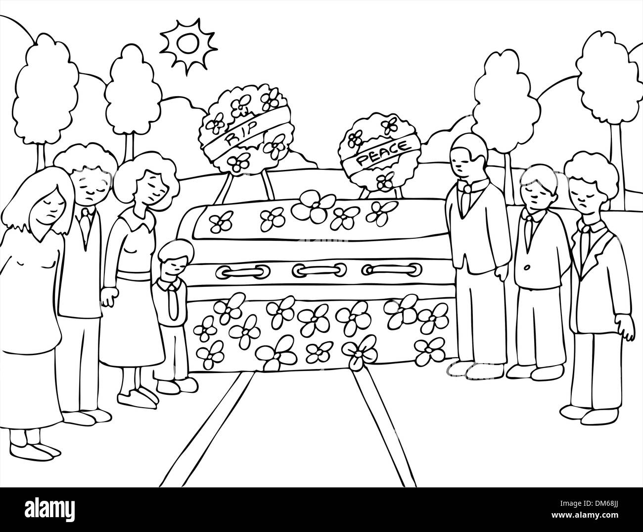Funeral service cartoon hi