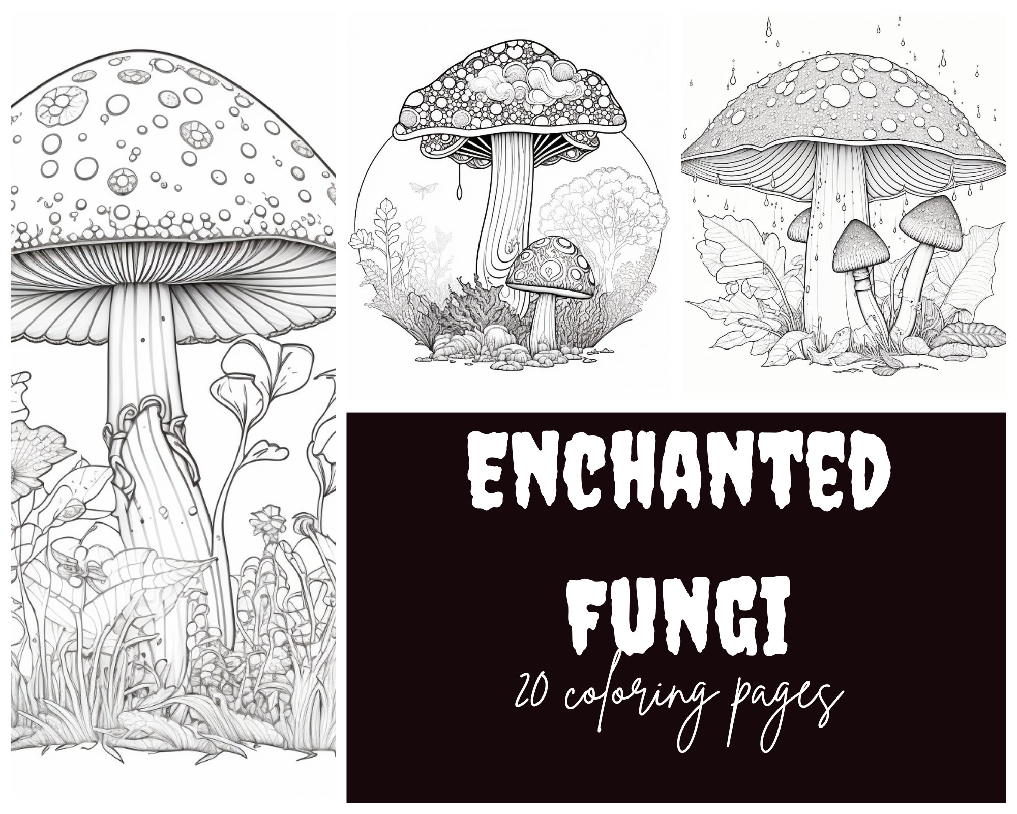 Enchanted fungi a fantasy mushroom coloring pages for adults