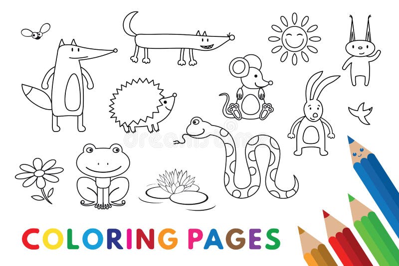 Funny animals coloring book stock vector