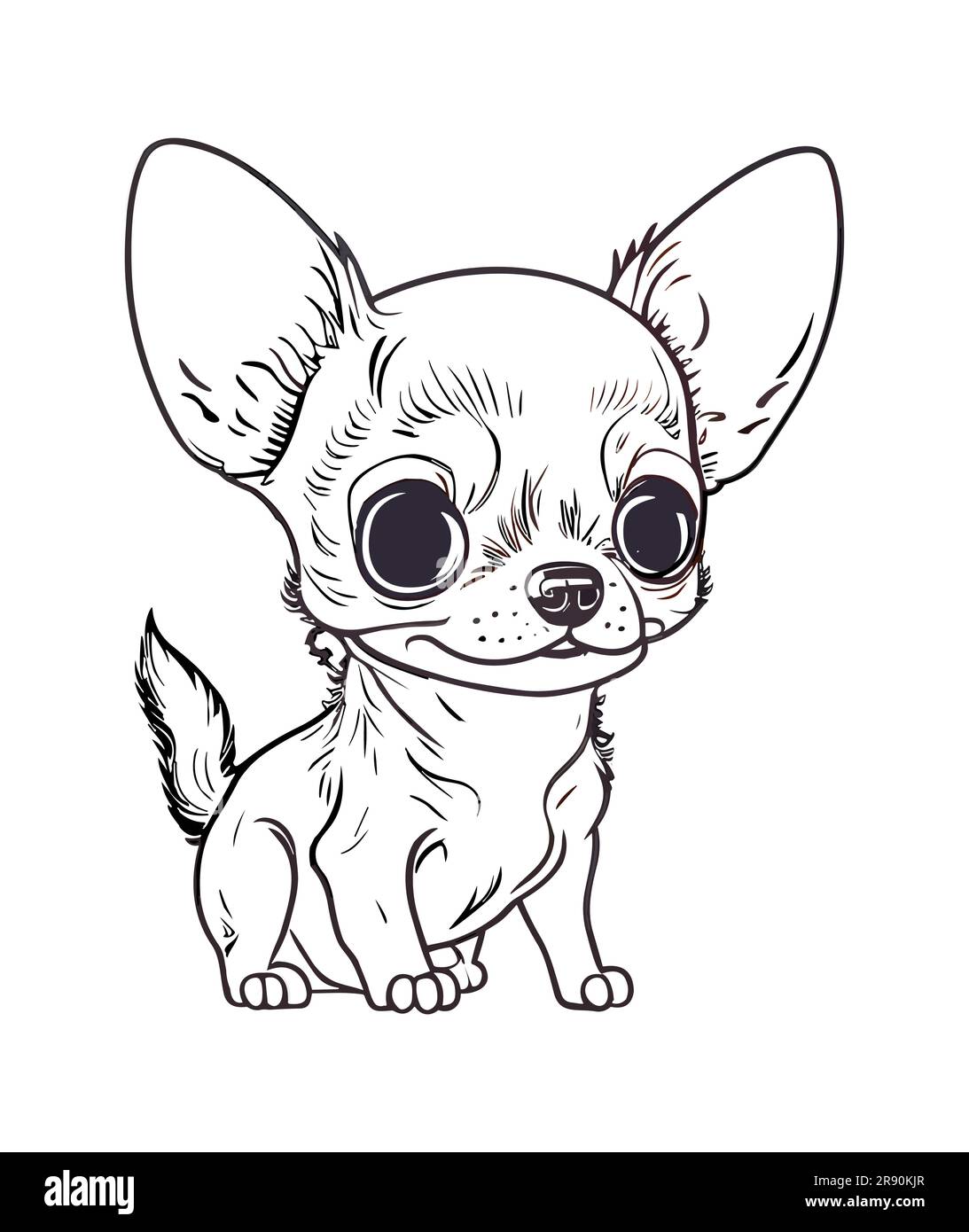 Coloring page outline of cartoon cute chihuahua puppy dog coloring book for kids vector monochrome contour drawing isolated on white background stock vector image art