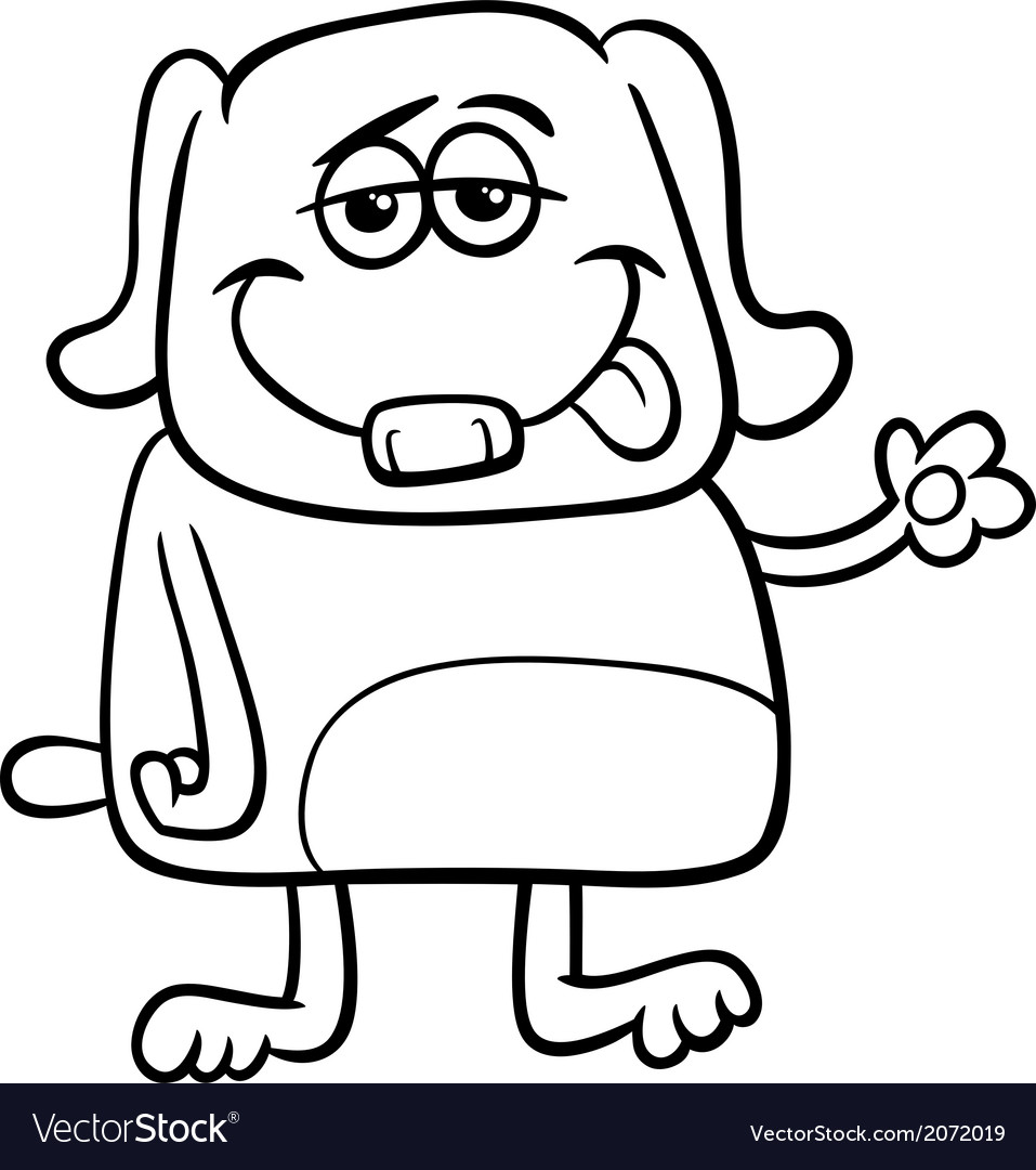 Funny dog character coloring page royalty free vector image