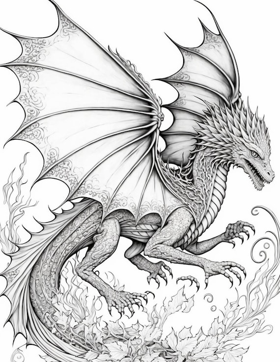 Relaxing coloring pages dragons pages